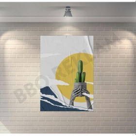 Resim Kaktüs Collage Retro Ahşap Poster 