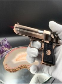 Resim Genel Markalar Desert Eagle Modeli Dekoratif Pürmüz Alevli Hediye Kutulu Bronz Renk Silah Görünümlü Çakmak 