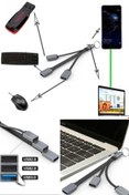 Resim Utelips Macbook Xiaomi Huawei Leptop Otg Okuyucu Bağlama Kablosu Adaptör 3 In 1 Typec Veri Kablosu Çoklayıcı 