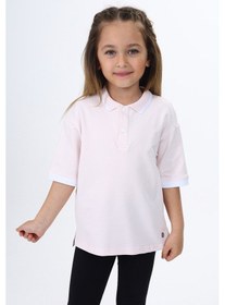 Resim Toontoy Kids Toontoy Kız Çocuk Polo Yaka Baskılı Tişört Pudra 