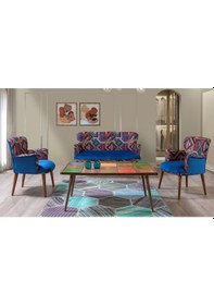 Resim Bienvelle Mavi 2+1+1+Sehpalı Çay Seti (Balkon, Salon, Ofis, Cafe) 