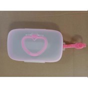 Resim Hangfox Portatif Bebek Islak Mendil Kutusu - Kalp Desenli Seyahatli Depolama Kutusu, El Yüz Temizliği İçin, Güvenli Malzeme Beyaz+pembe 