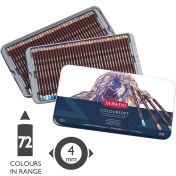 Resim Derwent Coloursoft Kuru Boya Kalemi 72 Renk Teneke Kutu 