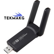 Resim TEKMAKG AC1300 Çift Bant USB Wi-Fi Adaptör Sürücüsüz Tak Çalıştır Kablosuz Ağ Kartı 1300 Mbps Antenli Wlan 