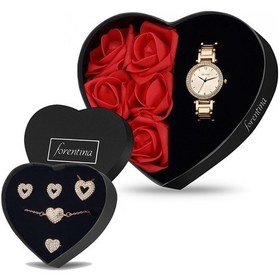 Resim Forentina Kırmızı Güllü Kutuda Rose Metal Bayan Kol Saati - Kalpl 