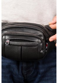 Resim Newish Polo Suya Dayanıklı Kulaklık Girişli Vegan Deri Siyah Unisex Bel Ve Omuz Çantası Freebag - Kadın Siyah 