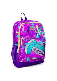 Resim Coral High Kids Pembe Mor Voleybol Desenli Okul Sırt Çantası 23761 