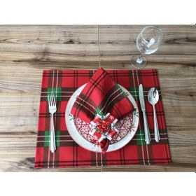 Resim Ekose Desenli Amerikan Servis 6 Adet Çok Renkli 