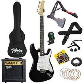 Resim Midex AGE-80BK Amfili Full Elektro Gitar Seti 4/4 Yetişkin 39" White Black 