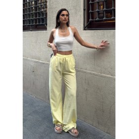 Resim Bejna Kadın Keten Bol Kesim Palazzo Pantolon 