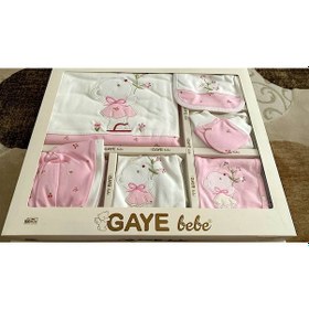 Resim Milays Kız Bebek Gaye Organik 0-3 Ay Çiçekli Tavşan Nakışlı 10 Lu Hastane Çıkış Zıbın Seti Açık Pembe 