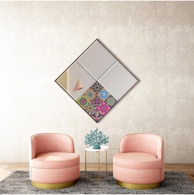 Resim bluecape Positano 62x62 cm Doğal Ağaç Çerçeve Antik Limra Taşlı Bizoteli Salon Dresuar Konsol Ofis Butik Ayna 