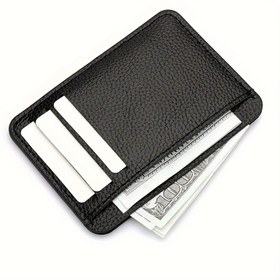 Resim Ultra-Ince Kredi Kartı Tutucu, Minimalist PU Deri Sikke Cüzdanı, Kadınların Çoklu Kart Yuvaları Cüzdanı Unisex Çanta Günlük Kullanım İçin 