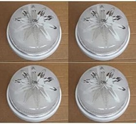 Resim Tavan Glop Armatürü, Balkon Banyo Lambası, E27 Duylu, Plastik Mika Porselen, Set of 4, Beyaz Şeffaf 