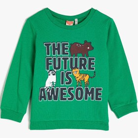 Resim Erkek Bebek Pamuklu Baskılı Bisiklet Yaka Sweatshirt 