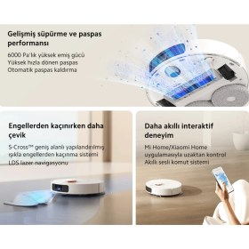 Resim Xiaomi X20+ Robot Süpürge ve Mob Beyaz-Ultrasonik Halı Tanıma ve Yüksek Emiş Gücü Otomatik Paspas Temizleme 
