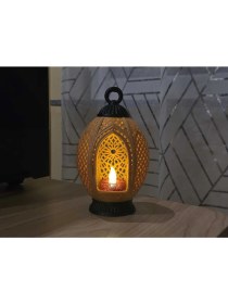 Resim Özbience Işıklı Yıldız ve Ay Desenli Modern Masaüstü Ramazan Feneri 