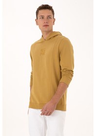 Resim U.S. Polo Assn. Erkek Regular Fit Kapüşonlu Yıkamalı Hardal İnce Sweatshirt 50315493-VR151 