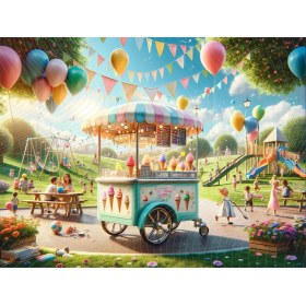 Resim Venspor Renkli Balonlar ve Dondurma Standı Temalı Arkaplan, 200X150CM, Fon, Duvar Örtüsü 