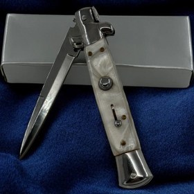 Resim Orjinal Lux Tam Otomatik İtalyan Sustalı Çakı Sedef - Gümüş 2210 