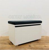 Resim OKYAY MOBİLYA 70 Cm Puflu Ayakkabılık , Oturaklı Ayakkabılık , Antre Dolabı , Vestiyer 