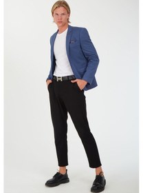 Resim Sposo G-195 Dar Kalıp Örme Kumaş İndigo Erkek Blazer Ceket İndigo 