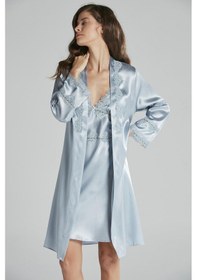 Resim Pierre Cardin Saten Gecelik Sabahlık Pijama Takım Şort Takım 6'lı Gelin Çeyiz Seti - 6965 001 