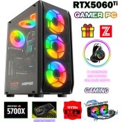 Resim Zeiron Ayvass X15 Ryzen 7 5700X 32GB Ram 1tb M.2 Nvme SSD 8gb Gddr7 RTX5060TI Sıvı Soğutmalı Oyuncu Bilgisayarı 