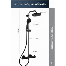 Resim A7545xg Ceratherm T25 Termostatik Duş Sistemi-silk Black Siyah 