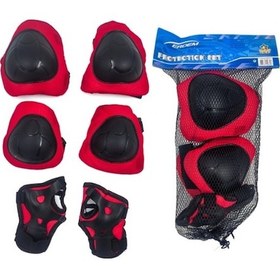 Resim Kids Club Koruyucu Set Dizlik Dirseklik Bileklik Kırmız-siyah 