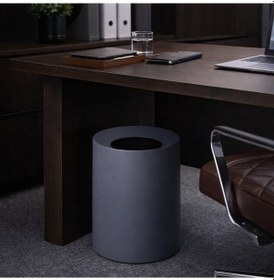 Resim 12 Litre Gizli Poşetli Çöp Kovası Minimalist Ofis & Home Office Masa Altı Çöp Kutusu, Modern Tasarım Gri 