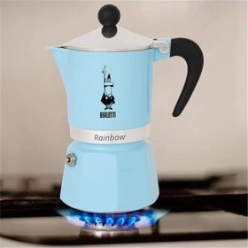Resim AyrStore - Rainbow: 3 Cups Ocak Üstü Espresso Pişirici - 130ML - Açık Mavi Renk - Alüminyum Gövde - 