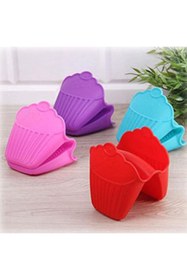 Resim Biomak Fırın Eldiveni Cupcake Desenli Silikon Kaymaz Su Geçirmez Isıya Dayanıklı Fırın Eldiveni 