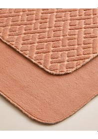 Resim English Home Gridline Kaydırmaz Taban Banyo Paspası Seti 60x80 Cm + 40x60 Cm Somon Somon 