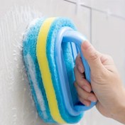 Resim 1/2 Paket Sihirli Sünger Elde Banyo Fırçası, Plastik Saplı Banyo Fayans Temizleyici, Mutfak ve Tuvalet için Elektrikli Olmayan Derin Temizleme Fırçası 
