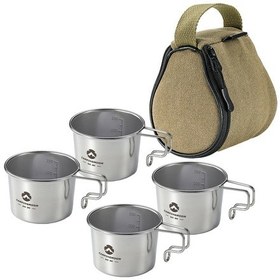 Resim Ranyeek Campingmoon S180 304 Çelik 160ml 4'lü Sierra Bardak Seti + Saklama Çantası Çok Renkli 