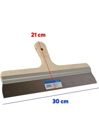 Resim Badem10 Ahşap Eğri Saplı Metal Macun Spatula Temizlik Boya Sıva Kazıma Harç Karıştırma Ispatulası 30 cm 