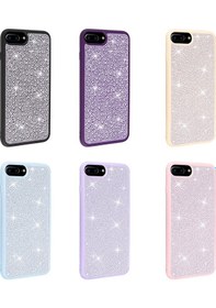 Resim Apple Uyumlu iPhone 7 Plus Kılıf Parlak Taşlı Gösterişli Tasarımlı Kapak Ston Derin Mor 