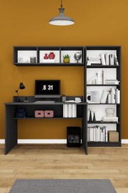 Resim asratrend Modern Çalışma Masası Seti %100 MDF Bilgisayar Ders Ofis Masası Kitaplık ÇMT001 