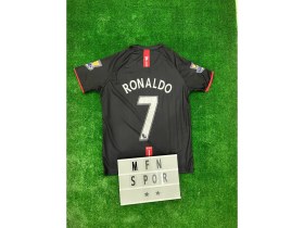 Resim Cristiano Ronaldo 2008 Manchester United Kısa Kol Siyah Renk Nostalji Forma / Retro Ronaldo Forma 