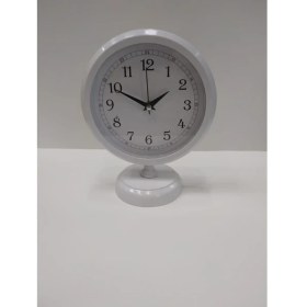 Resim Bahat Beyaz Metal Ofis Salon Otel Masa Saati 25*20 cm 