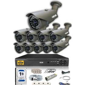 Resim IDS 10 Kameralı 5 Mp Lensli 1080P Full HD Kamera Seti - Gece Görüşlü - Su Geçirmez - Cepten İzle 