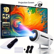 Resim 4K 100-Inç 3D Projeksiyon Ekranı, 16:9 Genişlik Oranı, Taşınabilir Katlanabilir Tasarım, Ev Sineması ve Dış Mekan Kullanımı için, Manuel Geri Çekme, Güneş Batışı Manzara Gösterimi, Dayanıklı Polyester Kumaş Ekran, Ev Sineması Aksesuarı | Canlı Gösterim | Katlanabilir Tasarım, Projektör Aksesuarı 