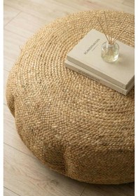 Resim Digithome Dekoratif Yuvarlak Naturel Yassı Hasır Jüt Puf 60x20 -12081 Kahverengi 
