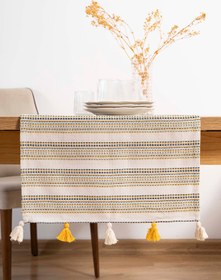 Resim Ruffle Püsküllü Pamuklu Ham Keten Runner 50x130 cm 