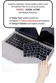 Resim Mcstorey F Klavye Laptop Macbook Pro Kılıf Daktilotip Baskı 12inç A1534 - 13inç A1708 Ile Uyumlu 