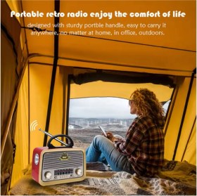 Resim Eskitme Tasarımlı Bluetooth Radyo, Fm, Sd Kart, Aux, Kahverengi 