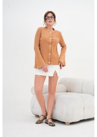 Resim Ftz Women Kadın Volan Kol Detaylı Hırka Camel 20898 Camel 