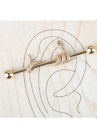 Resim 316 L Cerrahi Çelik Yılan Modeli Köprü Piercing Altın 