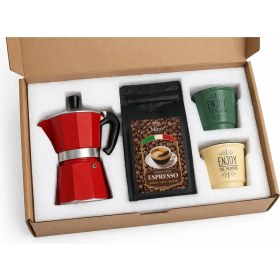 Resim PremiumPort Moka Pot Espresso Başlangıç Seti 2'li 100 ml Fincan ve Kahve 
